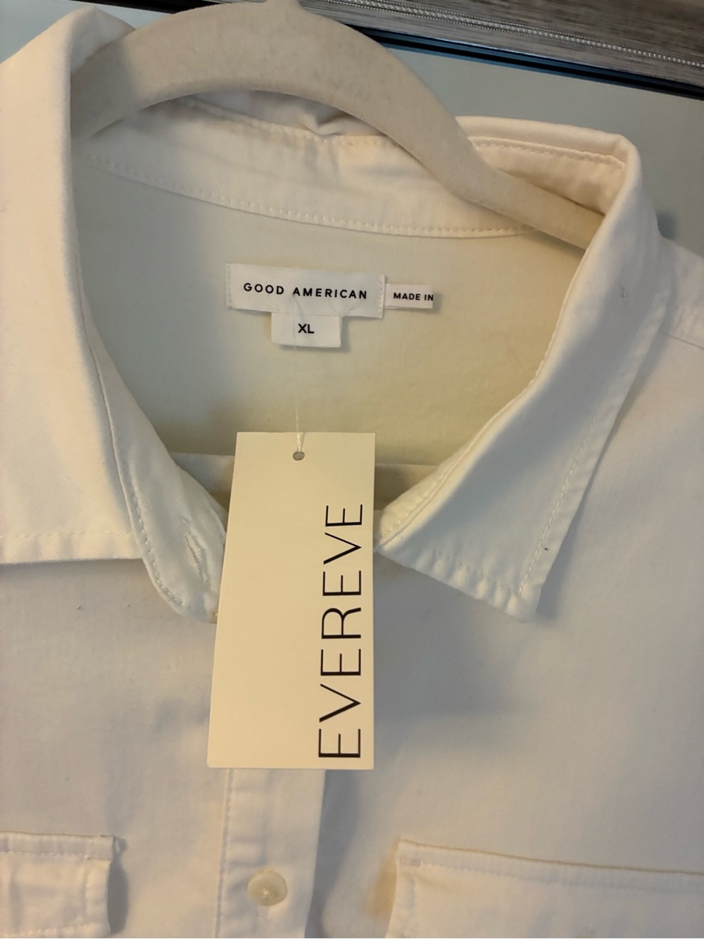 EVEREVE - Good American Men's Cream Button-Down Shirt